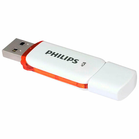 Флеш-диск 4 GB PHILIPS SNOW, разъем USB 2.0, оранжевый, FM04FD70B/97 - фото 2