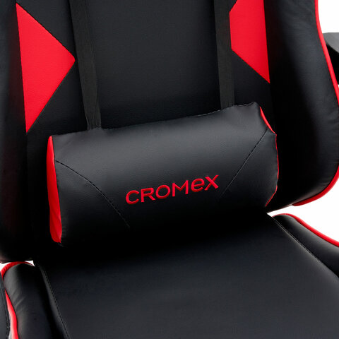 Кресло компьютерное CROMEX "Joker GM-125", две подушки, экокожа, черное/красное, 532954 - фото 12