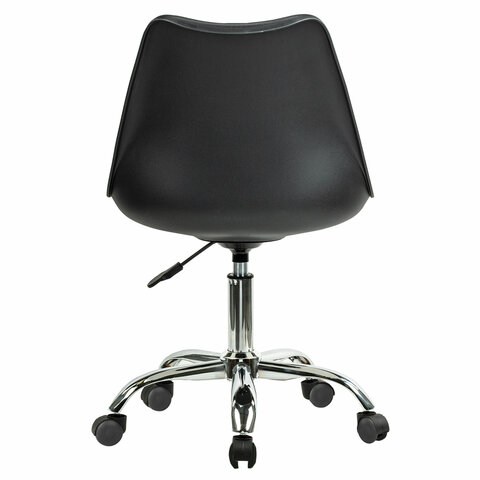 Кресло стул BRABIX "Eames MG-310 CH", хром, пластик черный, экокожа черная, 532925 - фото 4