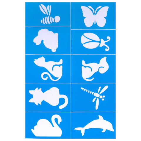 Аквагрим для лица и тела, 12 цветов (10 классических + золото + серебро), 10 трафаретов, FUNSTER (ФАНСТЕР), 192572 - фото 6