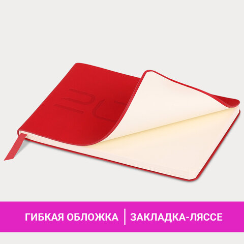 Еженедельник датированный 2026 МАЛЫЙ ФОРМАТ 105х160 мм, А6, BRAUBERG "Imprint", тиснение, красный, 117211 - фото 14