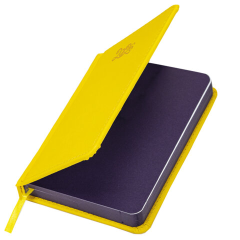 Ежедневник датированный 2026, МАЛЫЙ ФОРМАТ 100х150 мм, А6, BRAUBERG "Rainbow", под кожу, желтый, 117258 - фото 3