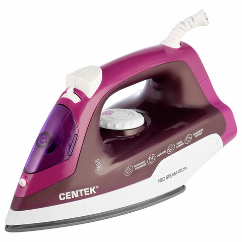 Утюг CENTEK CT-2348, 1800 Вт, антипригарное покрытие, антикапля, антинакипь, фиолетовый, CT-2348 VIOLET - фото 1