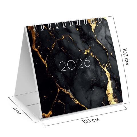 Календарь-домик настольный на гребне, 2026 г., BRAUBERG, 101х101 мм, "Black marble", 117279 - фото 3