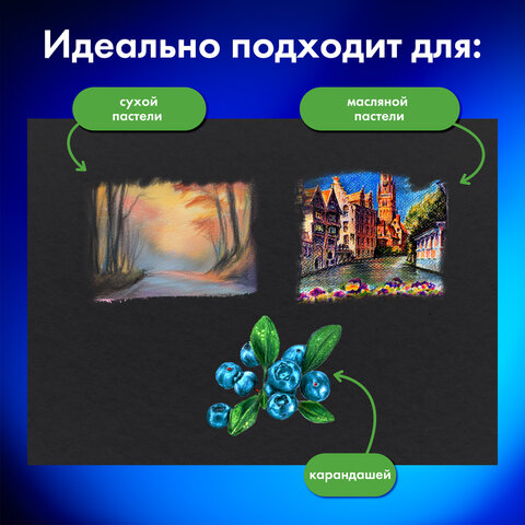 Бумага для пастели БОЛЬШАЯ А3 в папке, 20 листов ЧЕРНАЯ, 180 г/м2, BRAUBERG ART CLASSIC, 116348 - фото 6