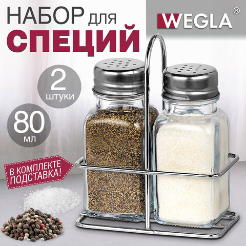 Набор для специй 2х80 мл, CLASSIC, солонка + перечница на подставке, стекло/сталь, WEGLA (ВЕГЛА), 700227 - фото 10