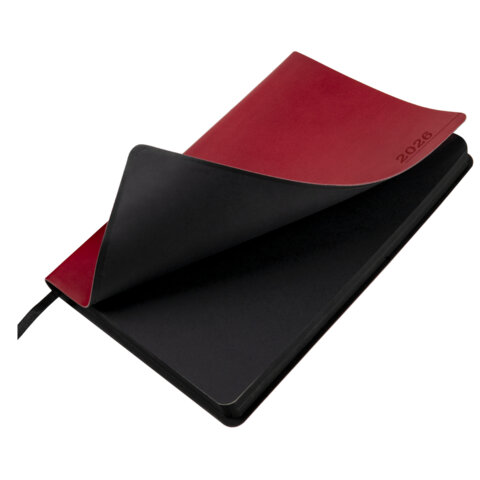 Ежедневник датированный 2026 А5 138x213 мм, BRAUBERG "Metropolis Mix", под кожу, гибкий, красный, 117442 - фото 4