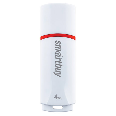 Флеш-диск 4 GB, SMARTBUY Crown, USB 2.0, белый, SB4GBCRW-W - фото 3