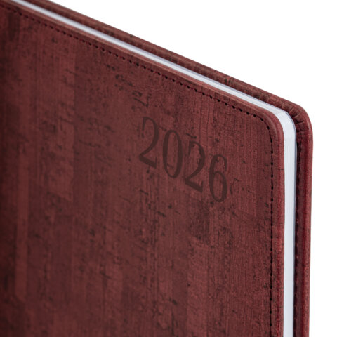 Еженедельник датированный 2026 БОЛЬШОЙ ФОРМАТ 210х297 мм, А4 BRAUBERG "Wood", под кожу, бордо, 117159 - фото 4