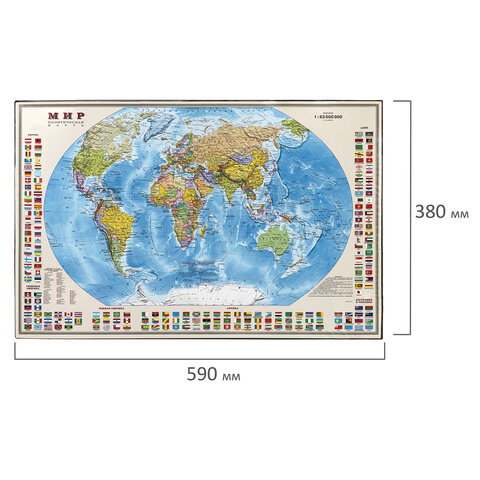 Коврик-подкладка настольный для письма (590х380 мм), с картой мира, BRAUBERG, 236777 - фото 5
