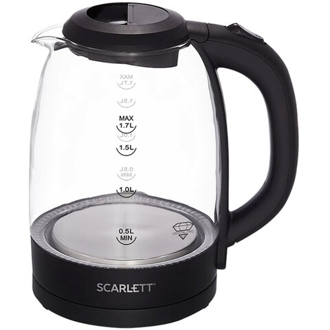 Чайник SCARLETT SC-EK27G11, 1,7 л, 2200 Вт, закрытый нагревательный элемент, стекло, черный - фото 4
