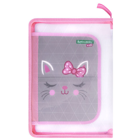 Папка для труда на молнии BRAUBERG KIDS А4, 1 отделение, прозрачная, органайзер, "Tiny cutie", 273397 - фото 2