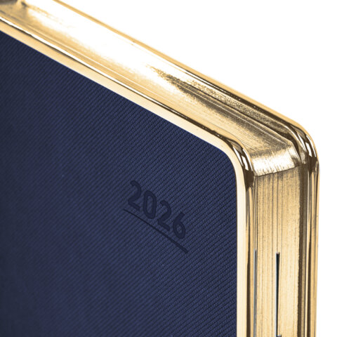 Ежедневник датированный 2026 А5 148х218 мм, GALANT "Infinity Gold", под кожу, темно-синий, 117503 - фото 4