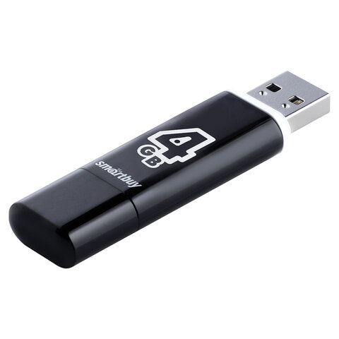 Флеш-диск 4 GB, SMARTBUY Glossy, USB 2.0, черный, SB4GBGS-K - фото 4