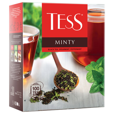 Чай TESS "Minty" черный с мятой, 100 пакетиков в конвертах по 1,5 г, 1663-09 - фото 4
