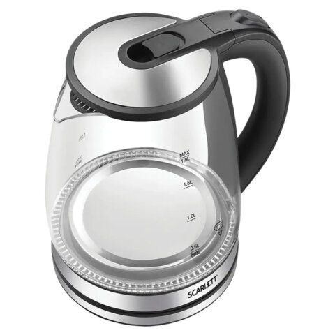 Чайник SCARLETT SC-EK27G103, 1,8 л, 1800 Вт, закрытый нагревательный элемент, стекло, черный - фото 2