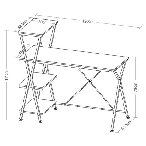 Стол на металлокаркасе BRABIX "LOFT CD-004", 1200х535х1110 мм, 3 полки, цвет дуб натуральный, 641220 - фото 4