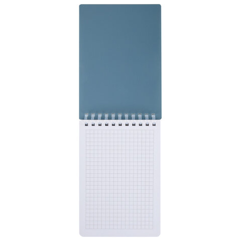 Блокнот МАЛЫЙ ФОРМАТ А6, 60 л., силиконовый гребень, обложка пластик, клетка, BRAUBERG, синий, 117565 - фото 6