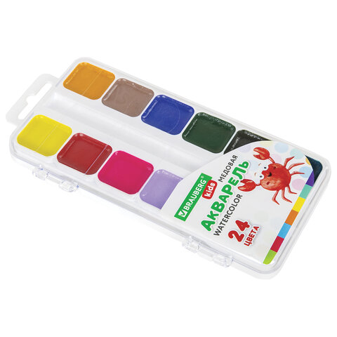 Краски акварельные BRAUBERG KIDS, медовые, 24 цвета, квадратные кюветы, пластиковый пенал, 192284 - фото 3