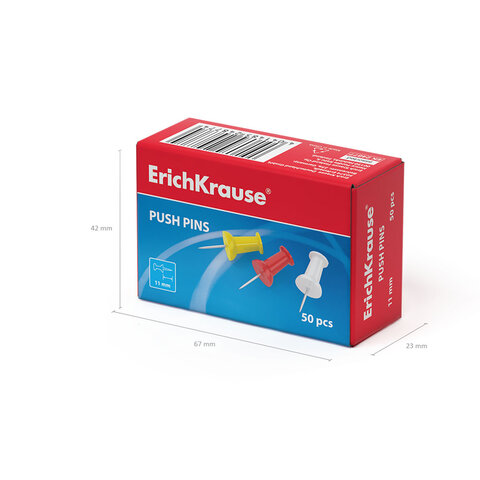 Силовые кнопки-гвоздики ERICH KRAUSE "Classic", 50 штук, ассорти, в картонной коробке, 24877 - фото 5