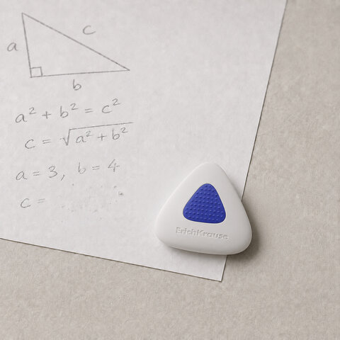 Ластик ERICH KRAUSE "SmartWay Mini Triangle", 37х35х9 мм, белый, треугольный, пластиковый держатель, 45552 - фото 5