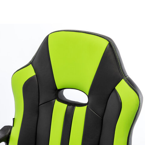 Кресло компьютерное BRABIX "Stripe GM-202", экокожа, черное/зеленое, 532511 - фото 7