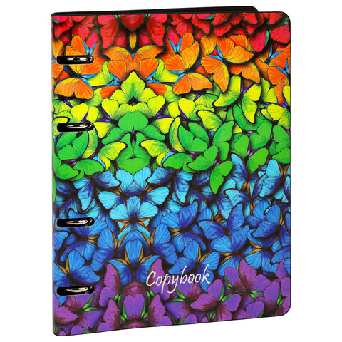 Тетрадь на кольцах А5 (180х220 мм), 80 листов, под кожу, клетка, тиснение фольгой, BRAUBERG VISTA, Butterflies,112128 - фото 4