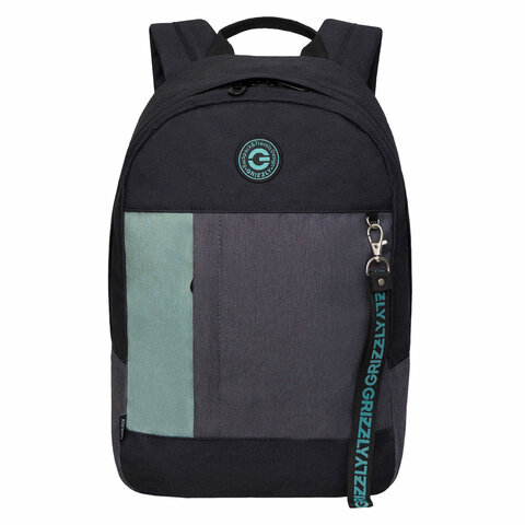 Рюкзак GRIZZLY школьный, укрепленная спинка, 1 отделение, для девочек, BLACK/MINT, 37,5х24х12 см, RXL-327-3/2 - фото 2