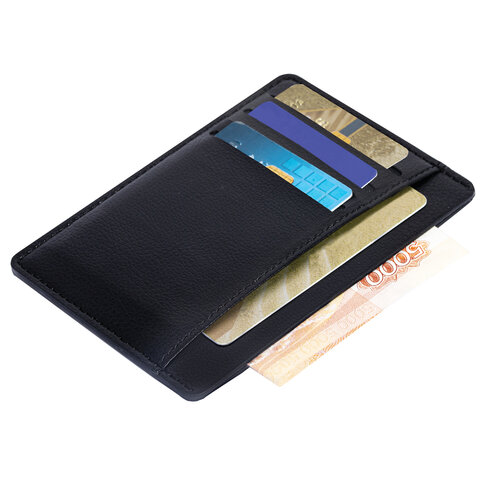 Картхолдер для трех карт с двумя дополнительными карманами, 12х8,6 см, черный, BRAUBERG, 238763 - фото 5