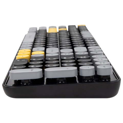 Клавиатура беспроводная USB, 105 клавиш, SONNEN K303BY, черная / серая / желтая, 513952 - фото 3