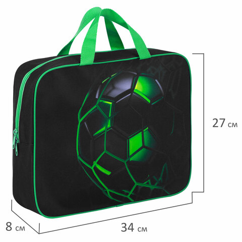 Папка на молнии с ручками BRAUBERG KIDS А4, 1 отделение, полиэстер, 80 мм, "Green ball", 272123 - фото 8