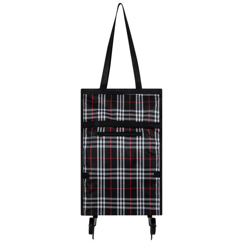 Сумка хозяйственная на колесах складная 50x32x15 см, 24 л, до 15 кг, Оксфорд 600D, шотландка, ЛЮБАША, 701403 - фото 4