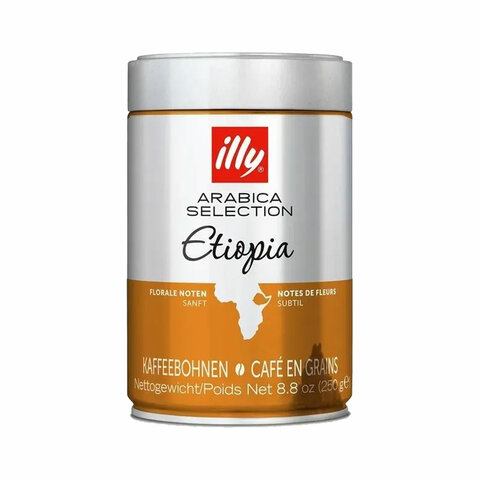 Кофе в зернах ILLY "Etiopia" ИТАЛИЯ, 250 г, в жестяной банке, арабика 100%, ИТАЛИЯ, 7004 - фото 1
