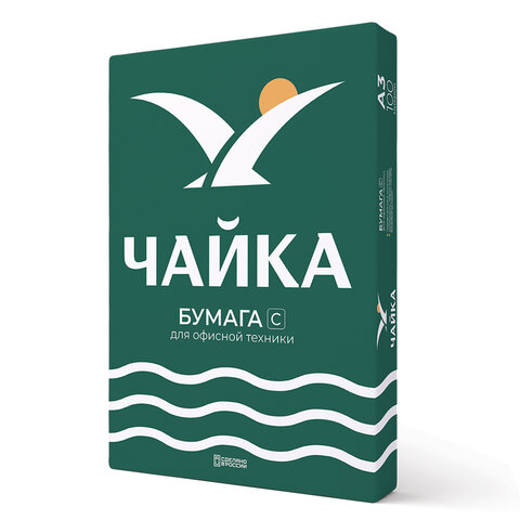 Бумага офисная БОЛЬШОГО ФОРМАТА (297х420), А3, 80 г/м2, 500 л., марка С, ЧАЙКА, Россия, 143% (CIE) - фото 1