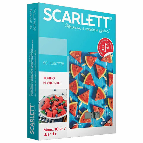 Весы кухонные SCARLETT SC-KS57P78, электронный дисплей, max вес 10 кг, тарокомпенсация, стекло - фото 3