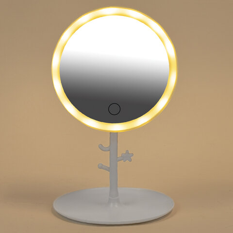 Зеркало настольное с LED-подсветкой для макияжа, диаметр 17 см, 3 режима свечения, аккумулятор 1200 mAh, цвет белый, WBZ (ВБЗ), 609330 - фото 7