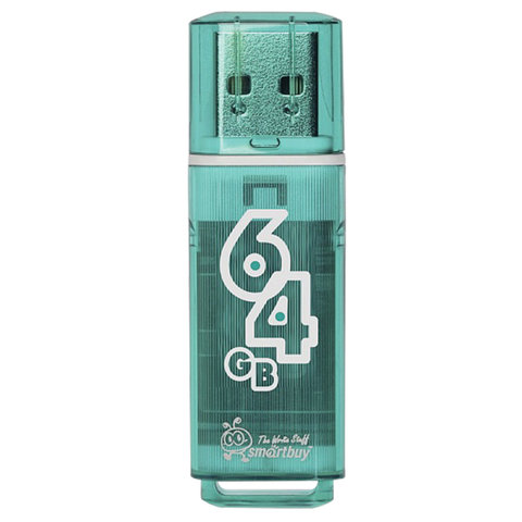 Флеш-память Smartbuy Glossy, 64Gb, USB 2.0, зел, SB64GBGS-G - фото 1