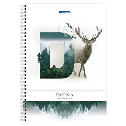 Тетрадь А4, 96 л., BRAUBERG, гребень, клетка, обложка картон, "Fauna", 404058 - фото 6
