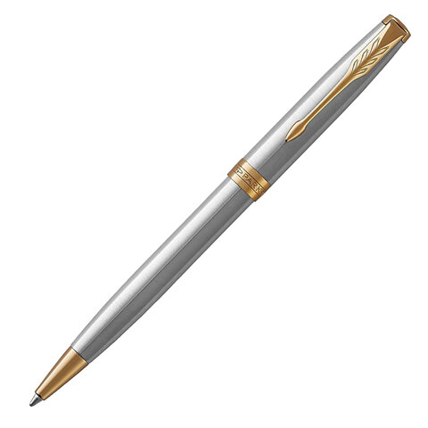 Ручка шариковая PARKER "Sonnet Core Stainless Steel GT", корпус серебро, позолота, черная, 1931507 - фото 6