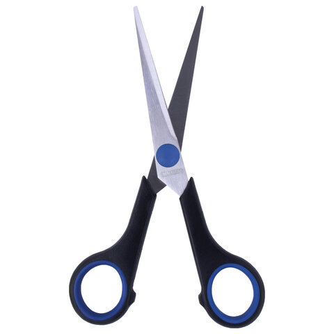 Ножницы BRAUBERG "Soft Grip", 165 мм, черно-синие, резиновые вставки, 3-х сторонняя заточка, 230761 - фото 7