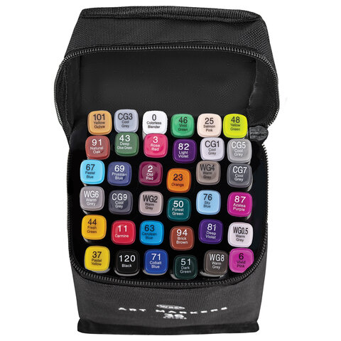 Маркеры для скетчинга двусторонние, НАБОР 36 шт., текстильный чехол, WBZ (ВБЗ), 152572 - фото 2