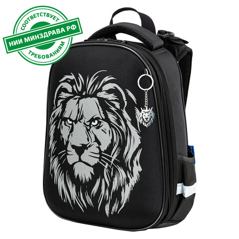 Ранец BRAUBERG SHINY, 2 отделения, с брелком, "Savage lion", светящийся рисунок, 38х28х14 см, 272039 - фото 21