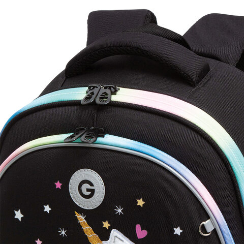 Ранец GRIZZLY анатомическая спинка, c брелоком, для девочек, RAINBOW CAT, 36х28х20 см, RAz-486-2/1 - фото 11