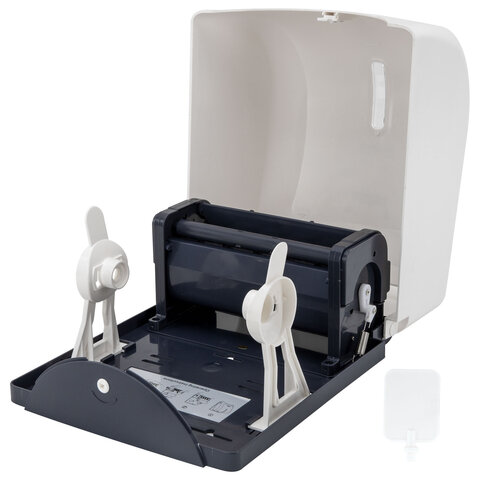 Диспенсер для полотенец в рулонах LAIMA PROFESSIONAL SUPER (H1), механический, белый, ABS-пластик, 609506 - фото 5