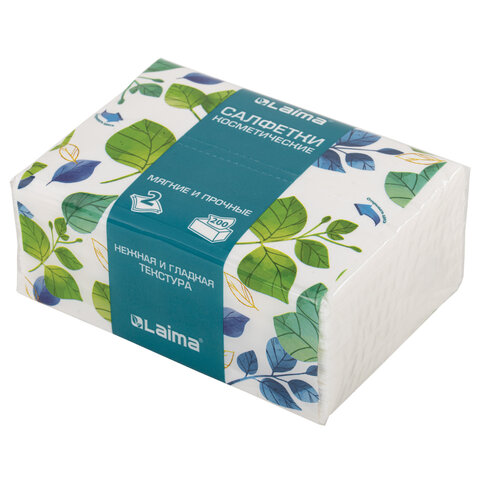 Салфетки косметические 200 шт. в упаковке, 2 слоя, 13,5х19 см, LAIMA PREMIUM UNIT PACK, 116357 - фото 1
