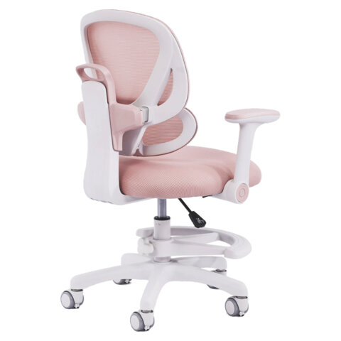 Кресло детское с подставкой для ног BRABIX KIDS "MG-220", сетка/ткань TW, розовое, 533314 - фото 3