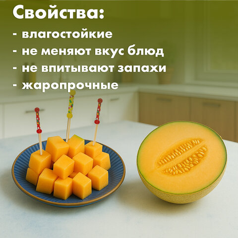 Пики для канапе бамбуковые "Мексика", 12 см, 100 шт., КП, 138289 - фото 8