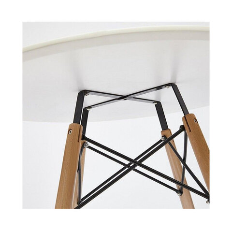 Стол обеденный BRABIX "Eames T-01", круглый, диаметр 80 см, опоры дерево, белый, 532633 - фото 2