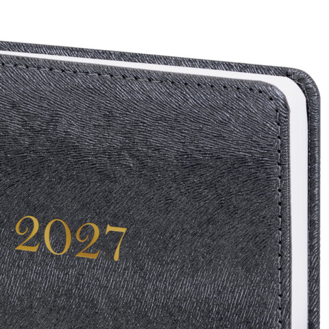Ежедневник датированный 2027, А5, 138х213 мм, BRAUBERG "Elegant", под кожу, застежка, черный, 118016 - фото 3