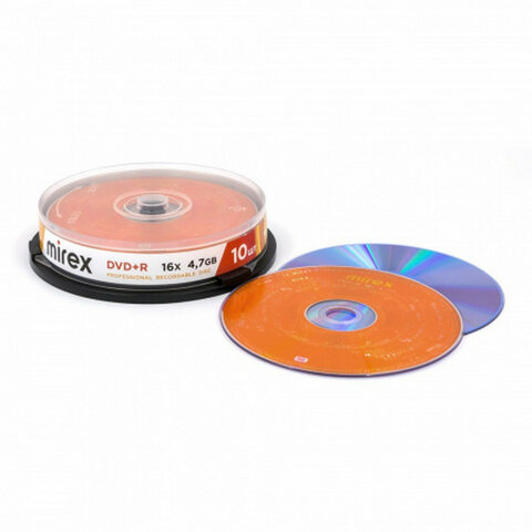 Диск DVD+R (плюс) MIREX, 4,7 Гб, 16x, Cake Box (упаковка на шпиле), КОМПЛЕКТ 10 шт., UL130013A1L - фото 4